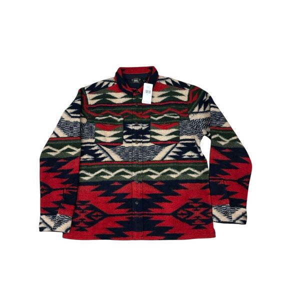 Double RR Ralph Lauren Wool Blend Southwest Work Shirt Jacket Aztec Men’s Large - Picture 3 of 9